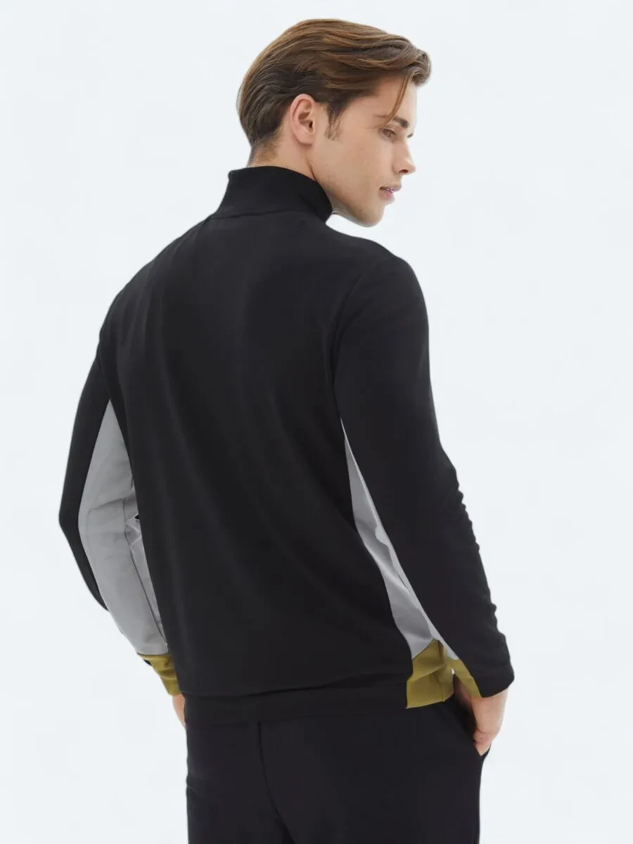 Black Turtleneck Plain Sweatshirt - 8