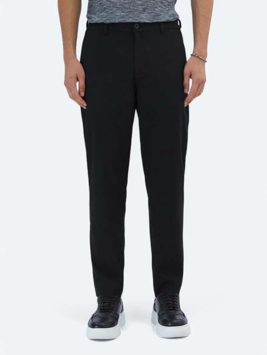 Black Weaving Casual Trousers - 2