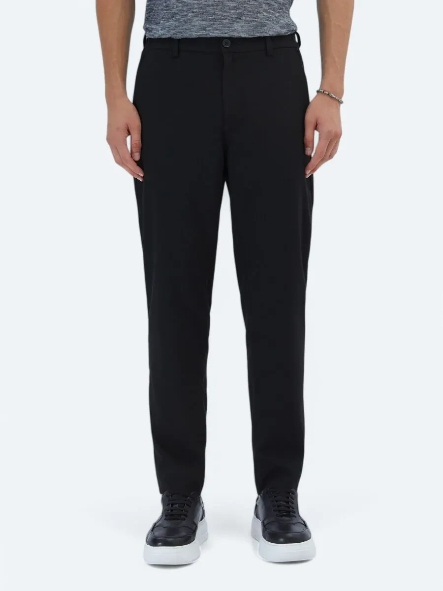 Black Weaving Casual Trousers - 2
