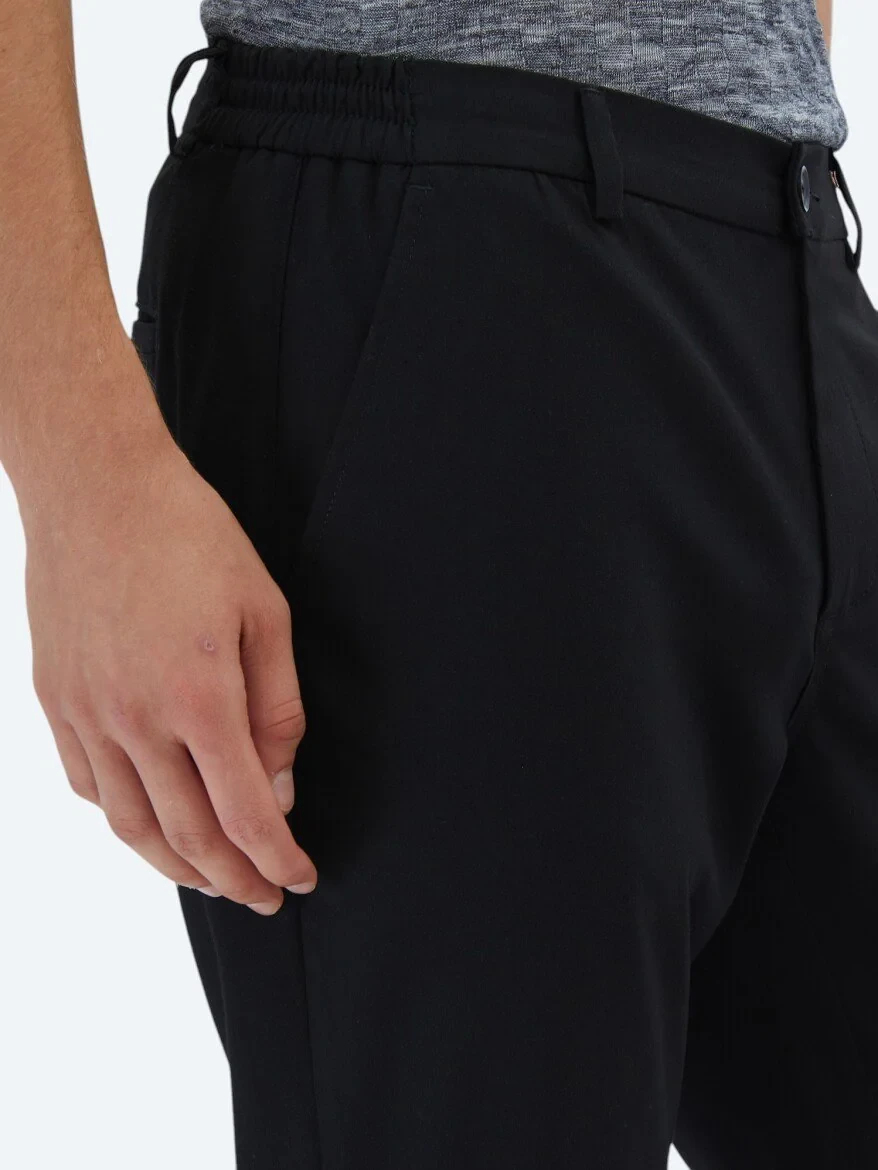 Black Weaving Casual Trousers - 4