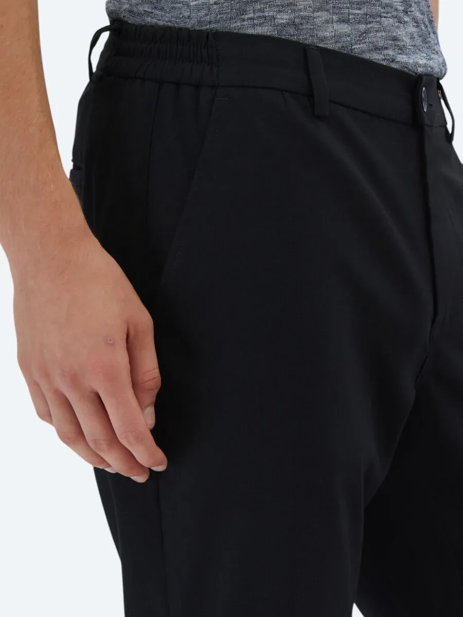Black Weaving Casual Trousers - 4