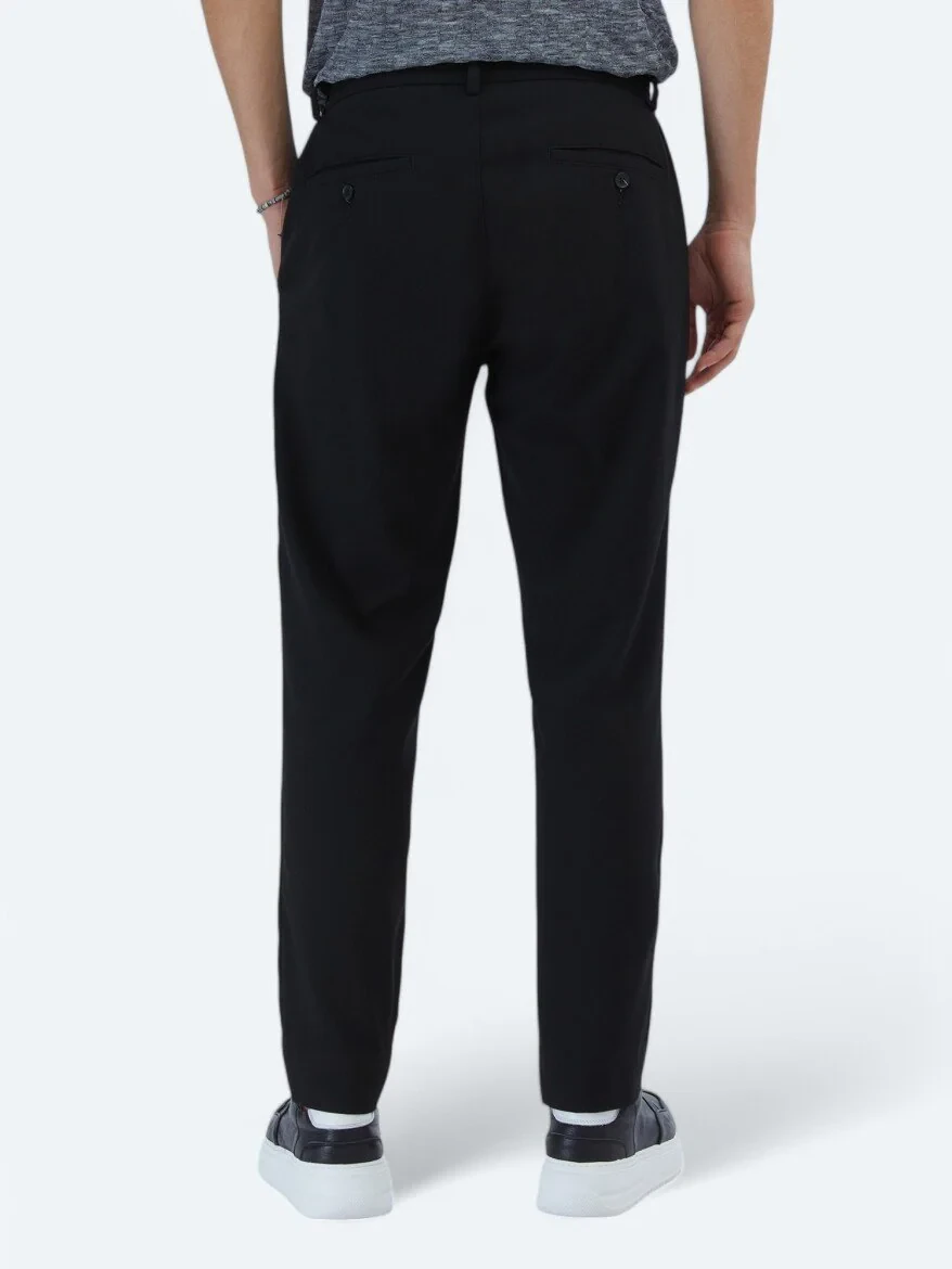 Black Weaving Casual Trousers - 5