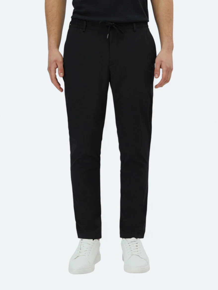 Black Weaving Casual Trousers - 2