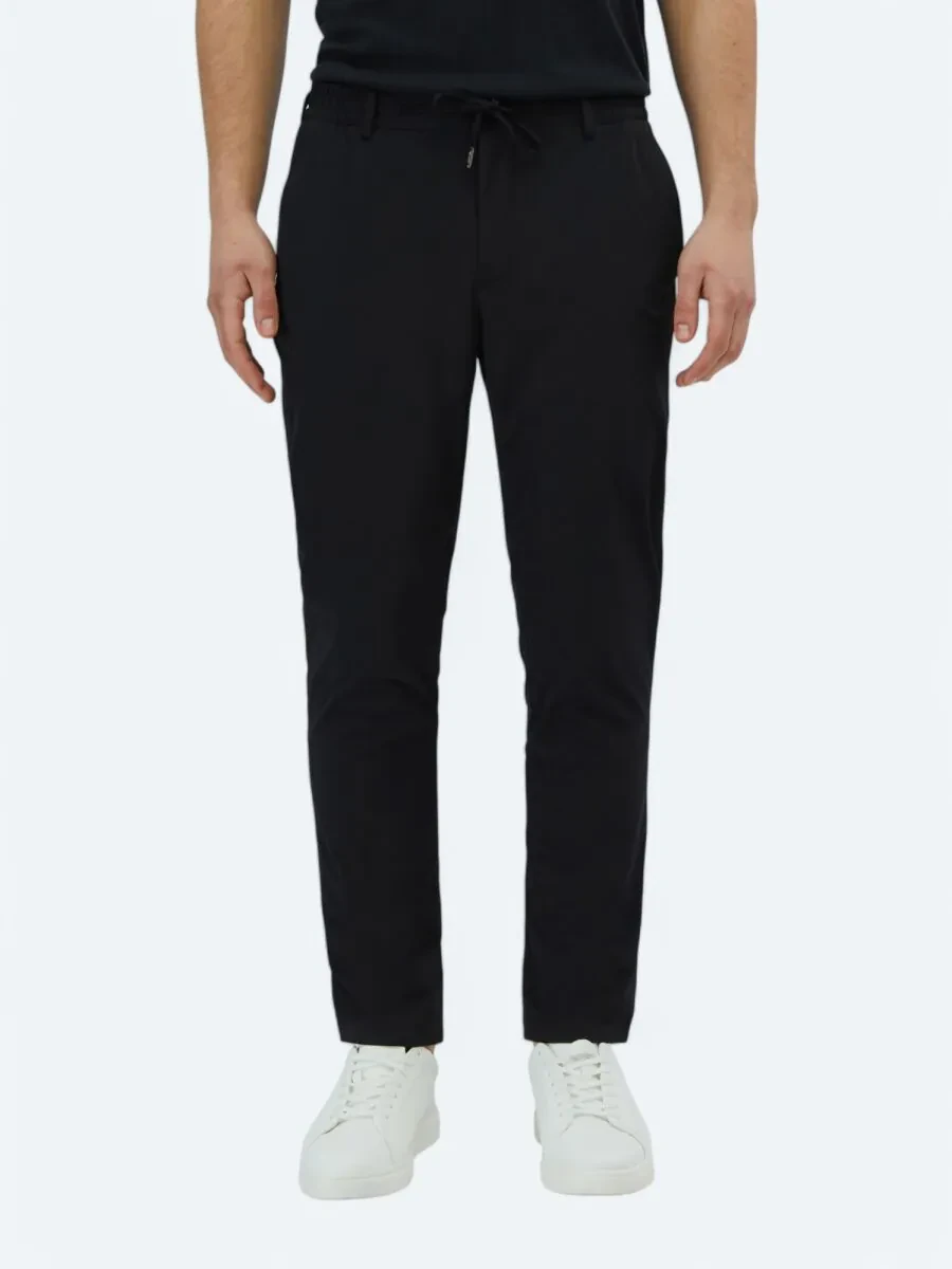 Black Weaving Casual Trousers - 2