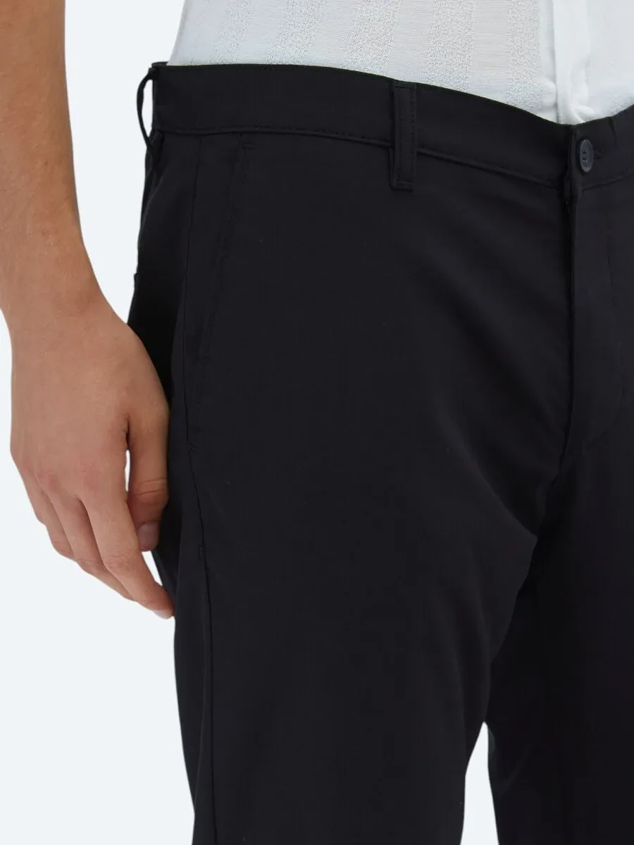Black Weaving Casual Trousers - 3