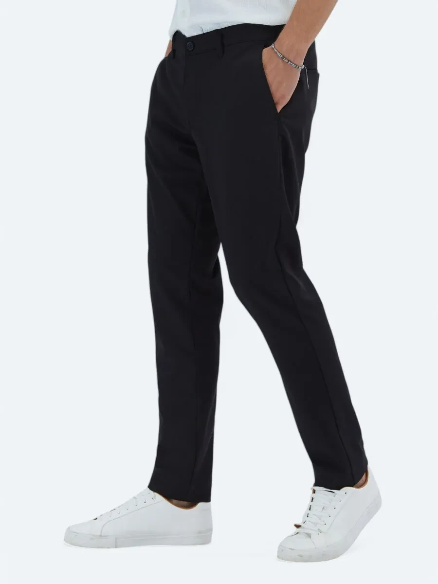Black Weaving Casual Trousers - 4