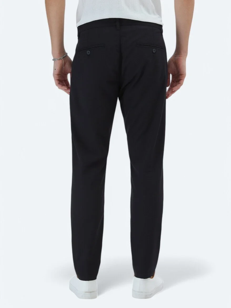 Black Weaving Casual Trousers - 5