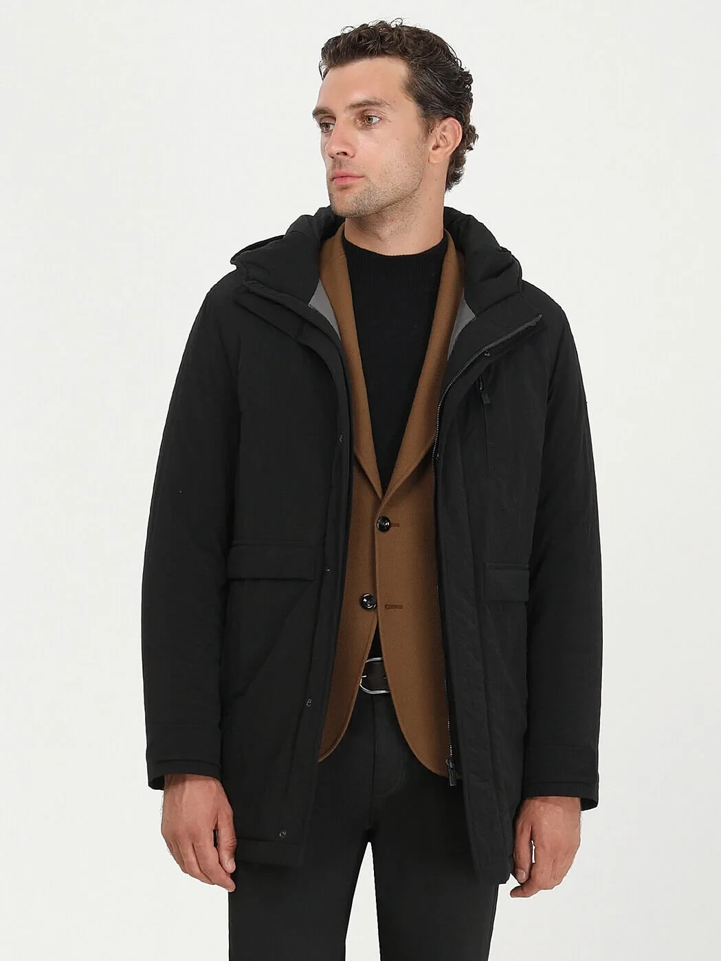 Black Weaving Coat - 1