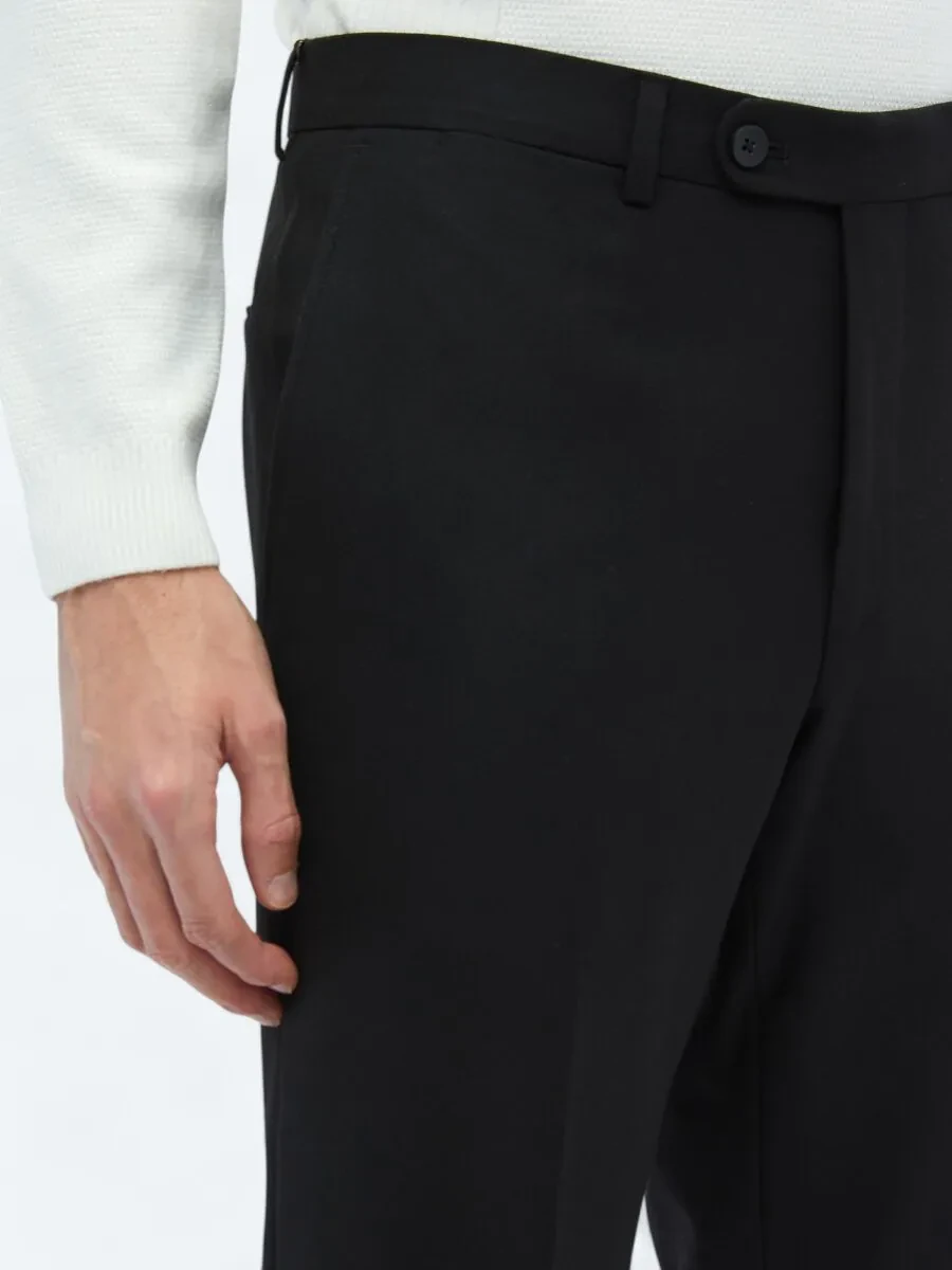 Black Weaving Fitted Fit Classical Trousers - 3