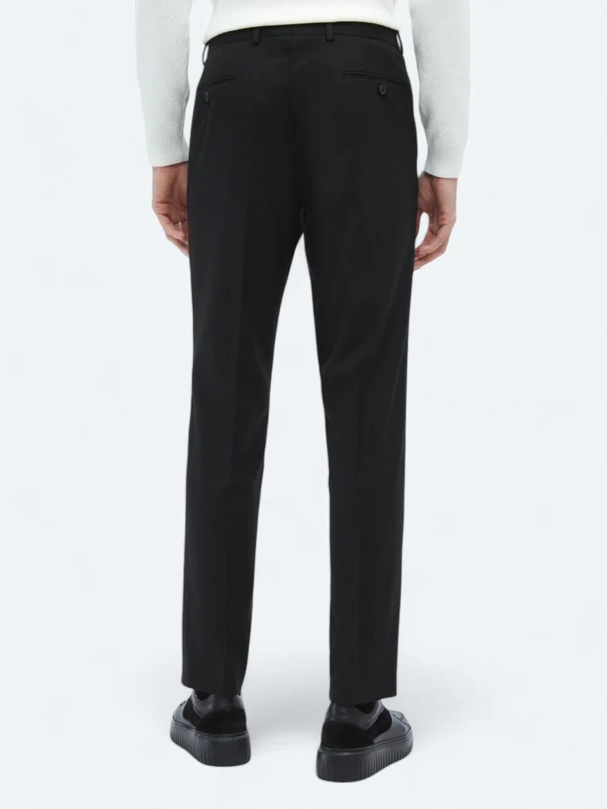 Black Weaving Fitted Fit Classical Trousers - 4