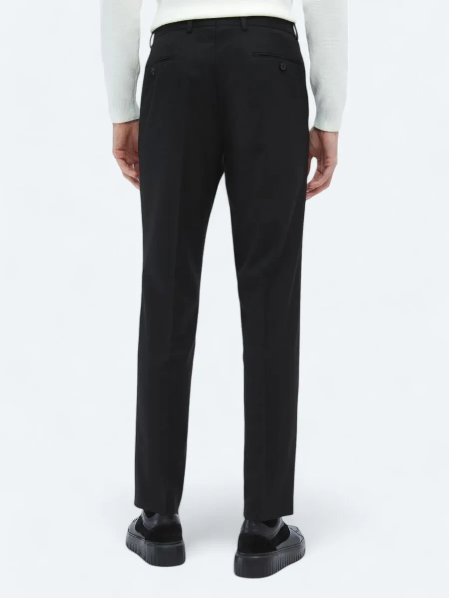 Black Weaving Fitted Fit Classical Trousers - 4