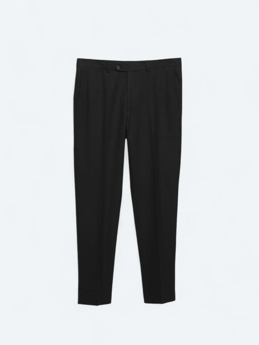 Black Weaving Fitted Fit Classical Trousers - 5
