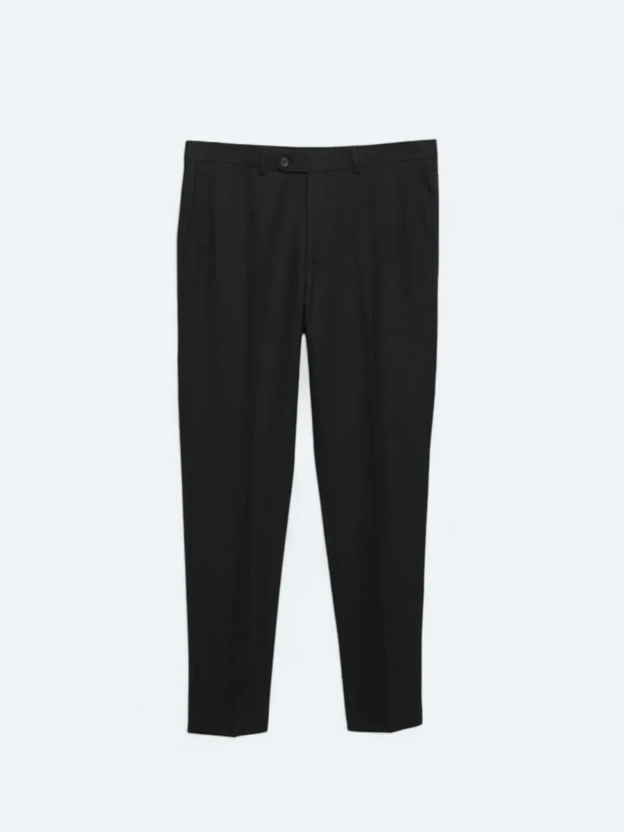 Black Weaving Fitted Fit Classical Trousers - 5