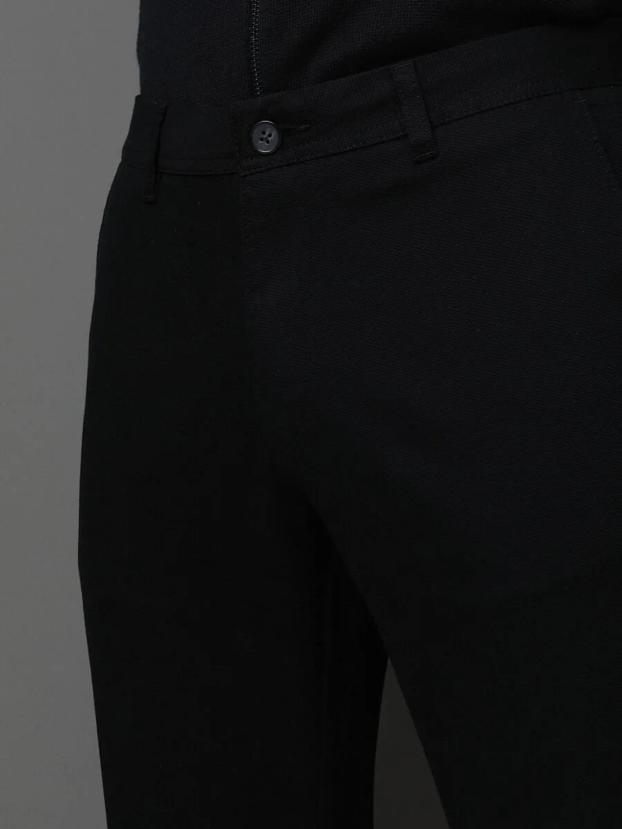 Black Weaving Fitted Fit Classical Wool Blended Trousers - 3