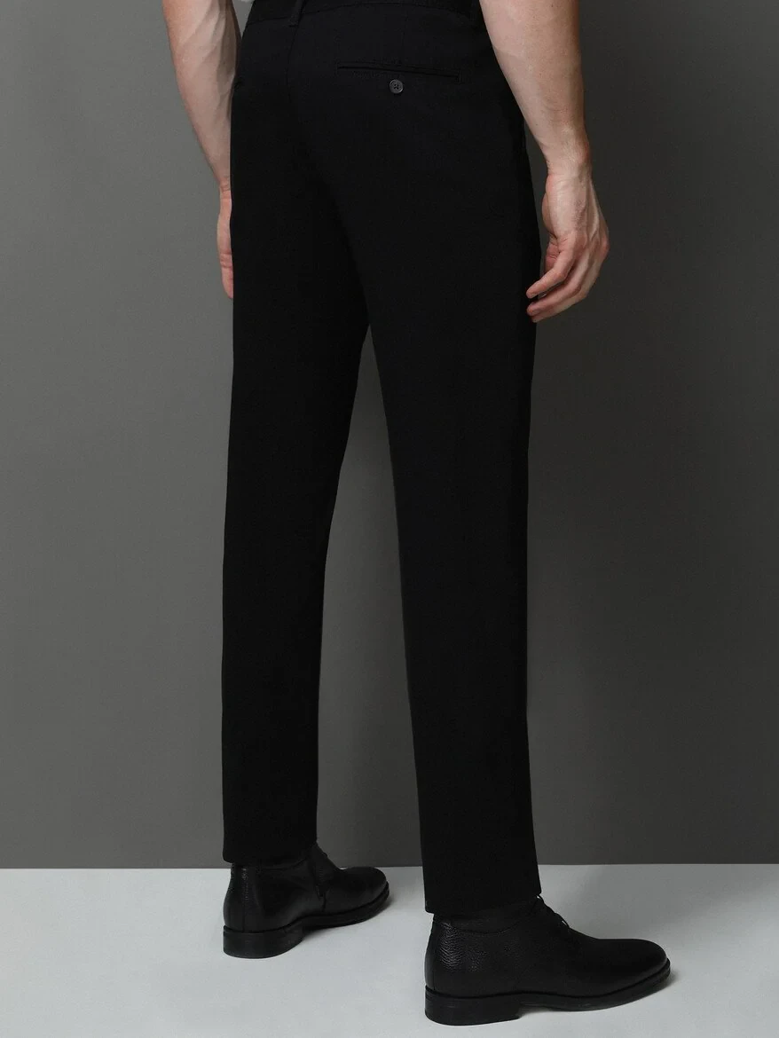 Black Weaving Fitted Fit Classical Wool Blended Trousers - 5
