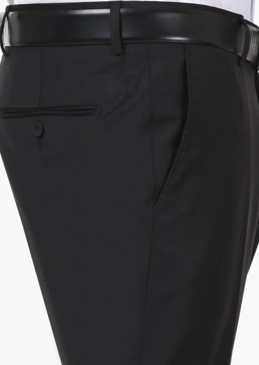 Black Weaving Fitted Fit Classical Wool Blended Trousers - 3