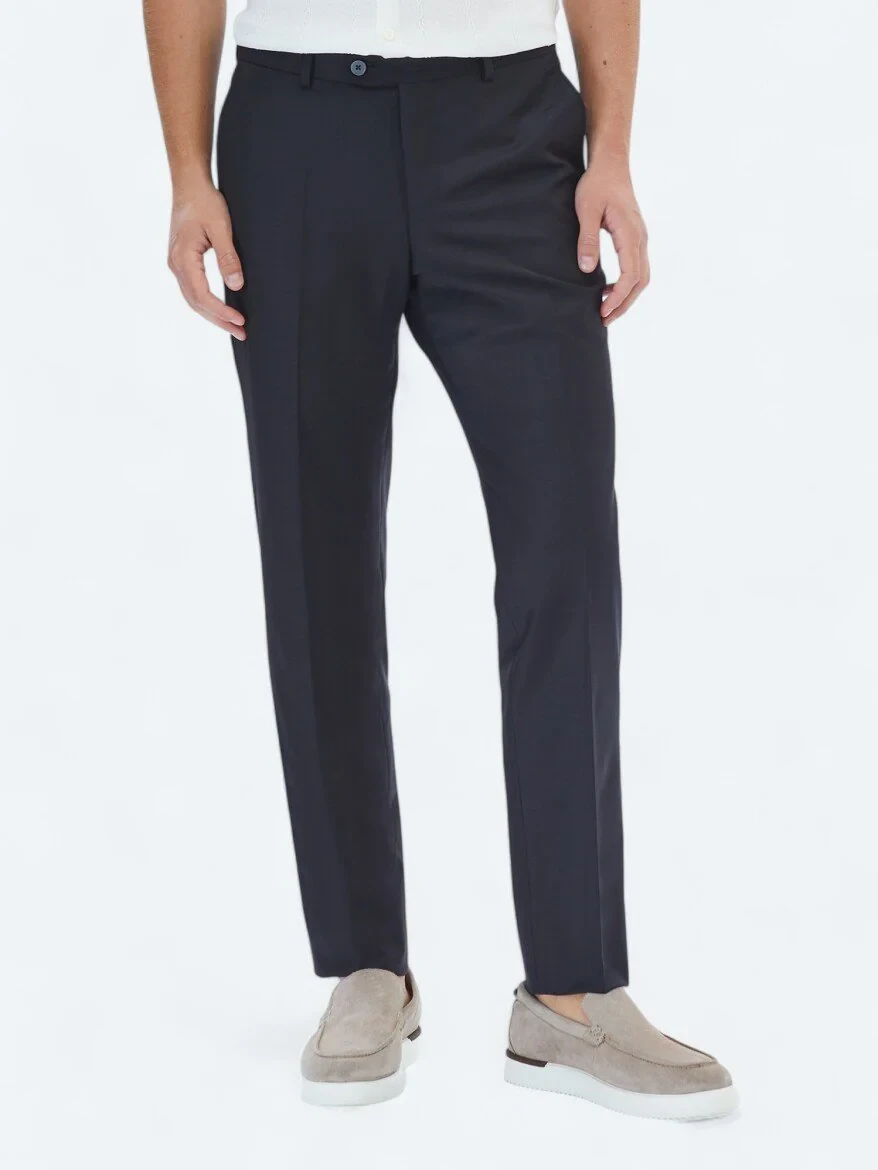 Black Weaving Fitted Fit Classical Wool Blended Trousers - 2