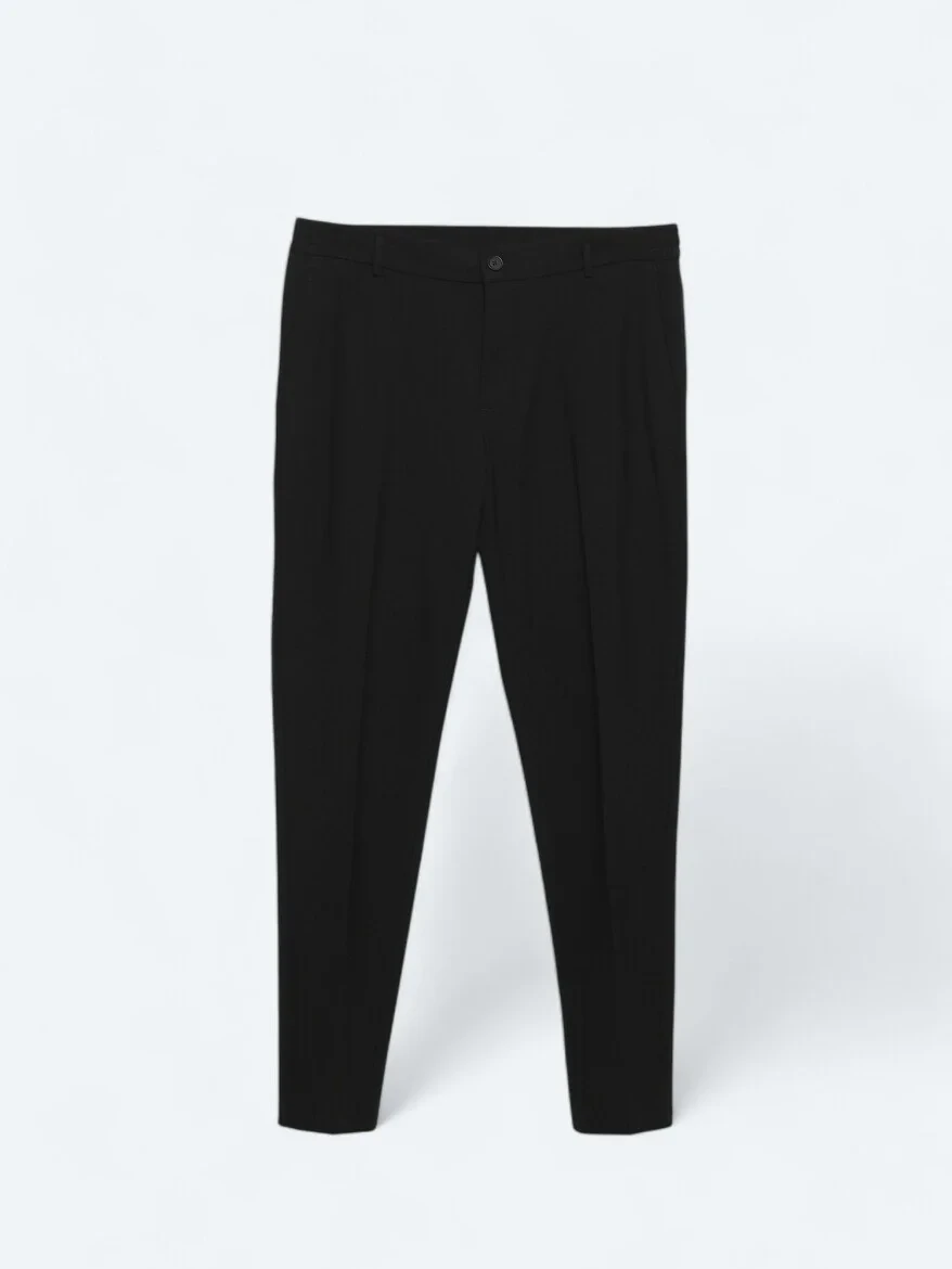 Black Weaving Jogging Fit Casual Trousers 