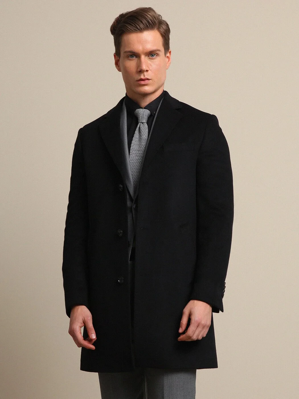 Black Weaving Overcoat - 3