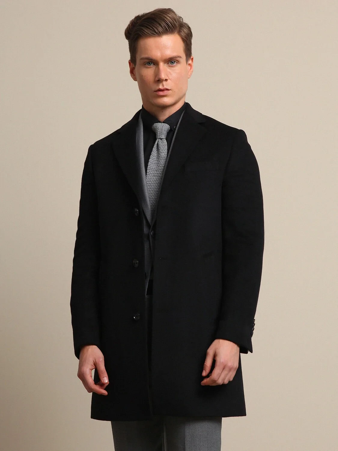Black Weaving Overcoat - 3