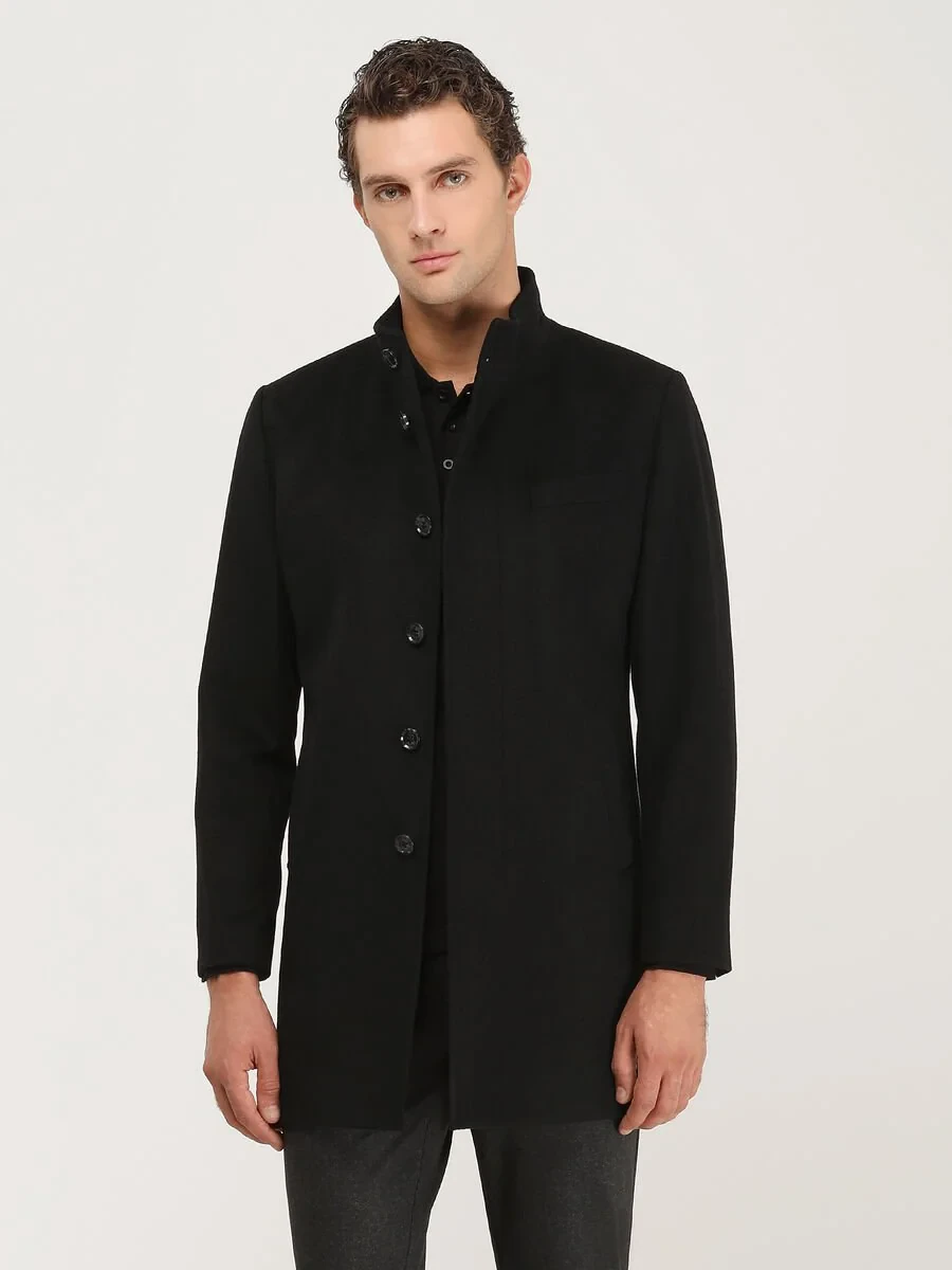 Black Weaving Overcoat - 1