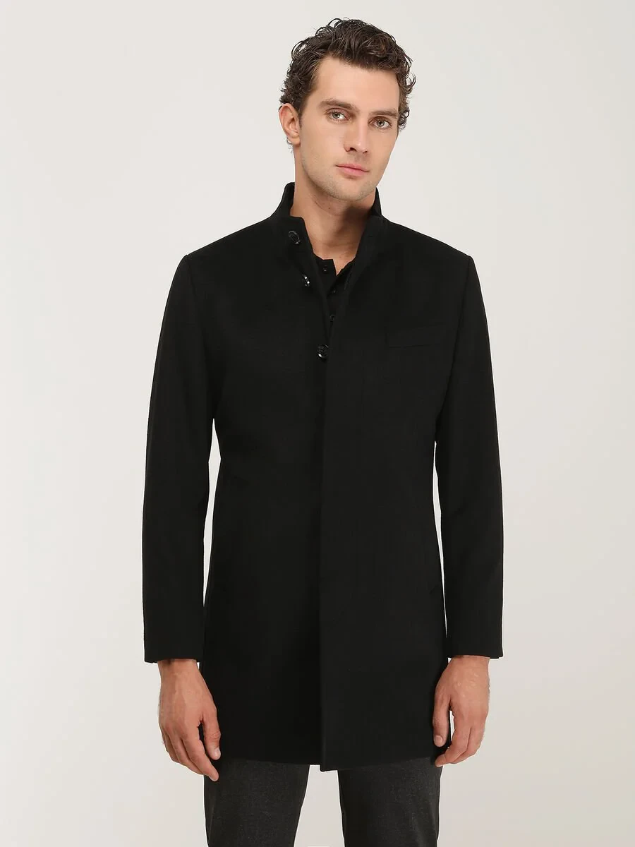 Black Weaving Overcoat - 2