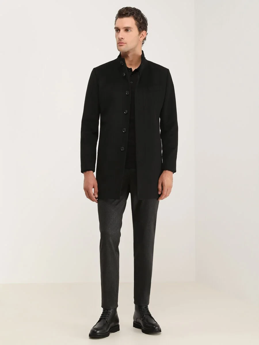 Black Weaving Overcoat - 3
