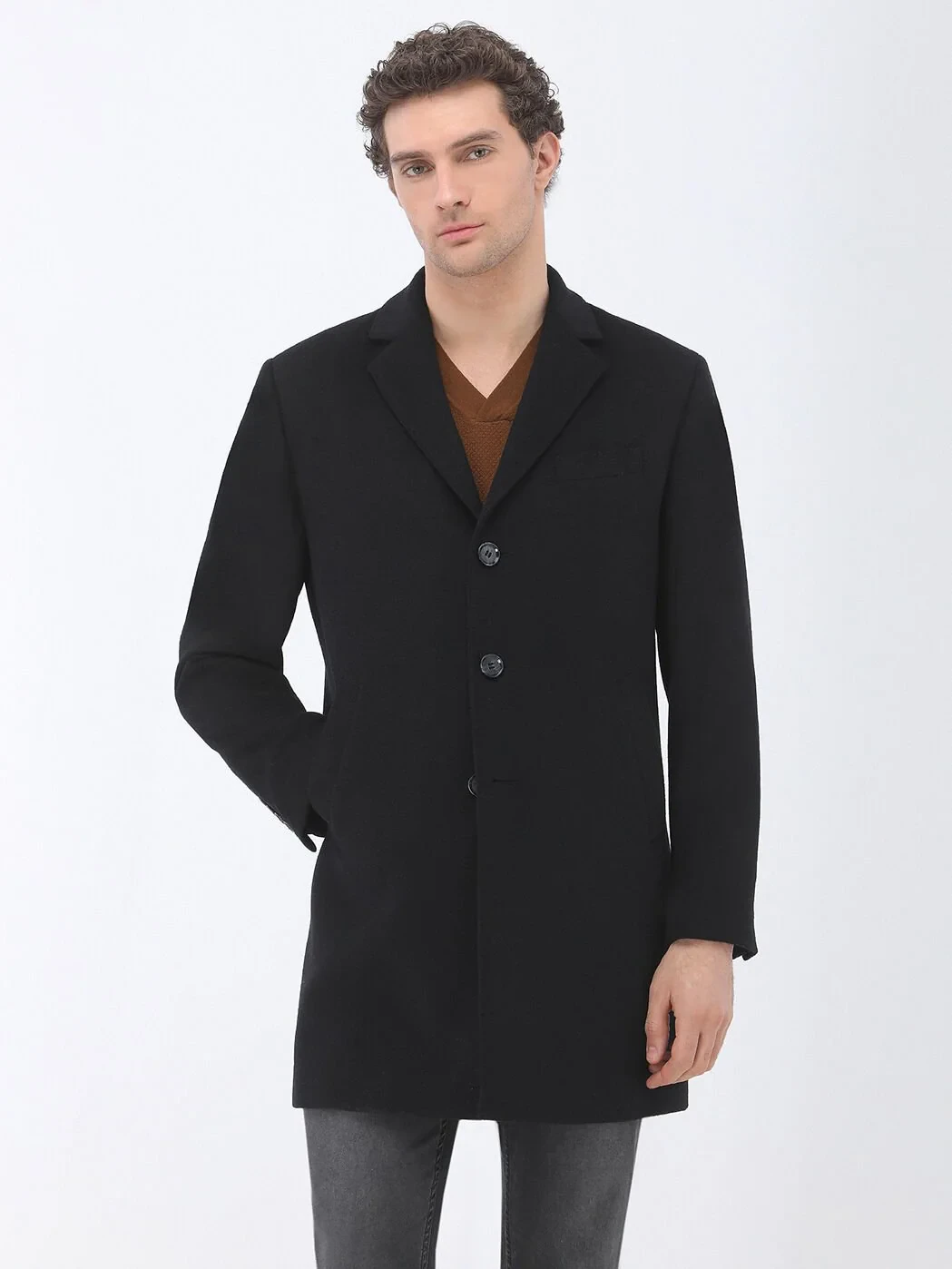 Black Weaving Overcoat - 1