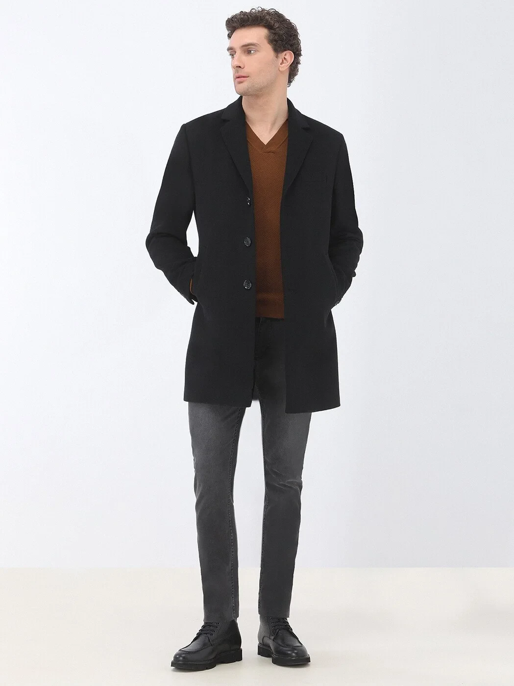 Black Weaving Overcoat - 2