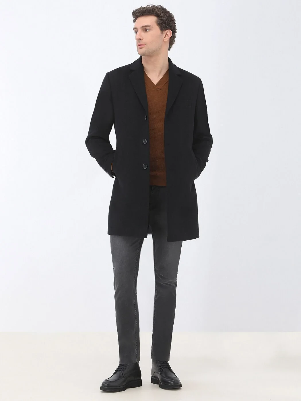 Black Weaving Overcoat - 2