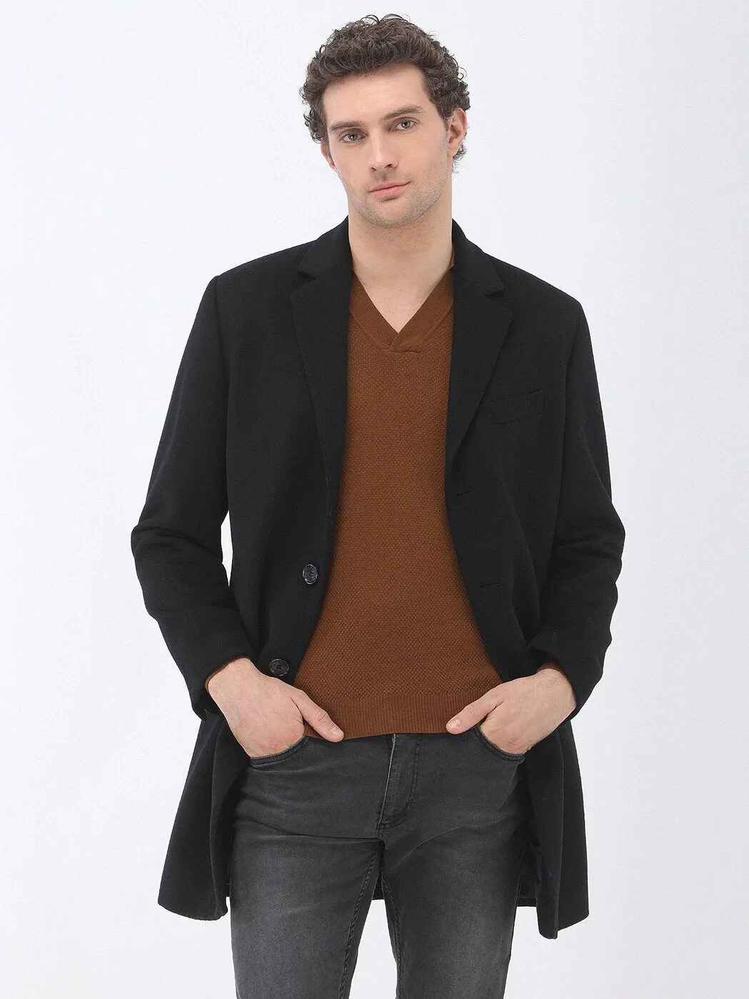 Black Weaving Overcoat - 3