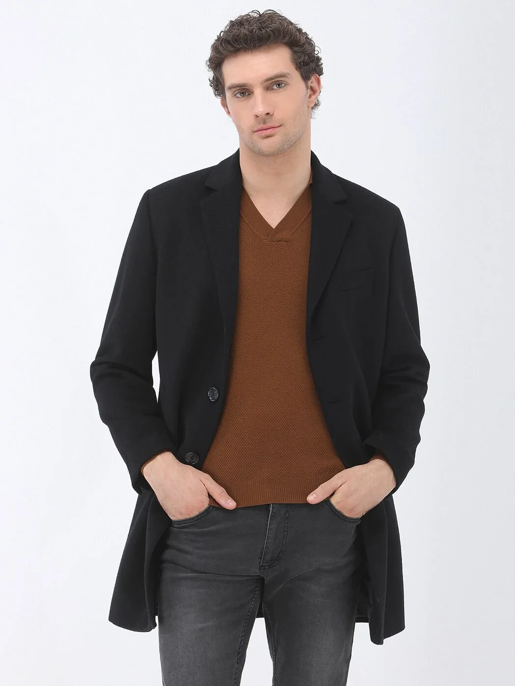 Black Weaving Overcoat - 3