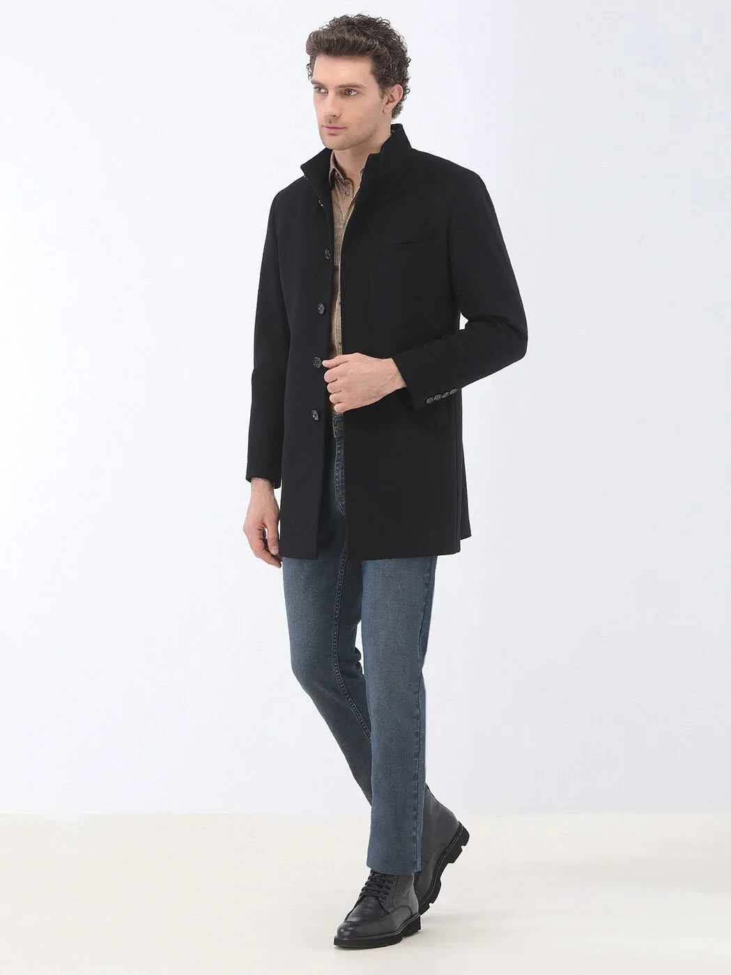 Black Weaving Overcoat - 2