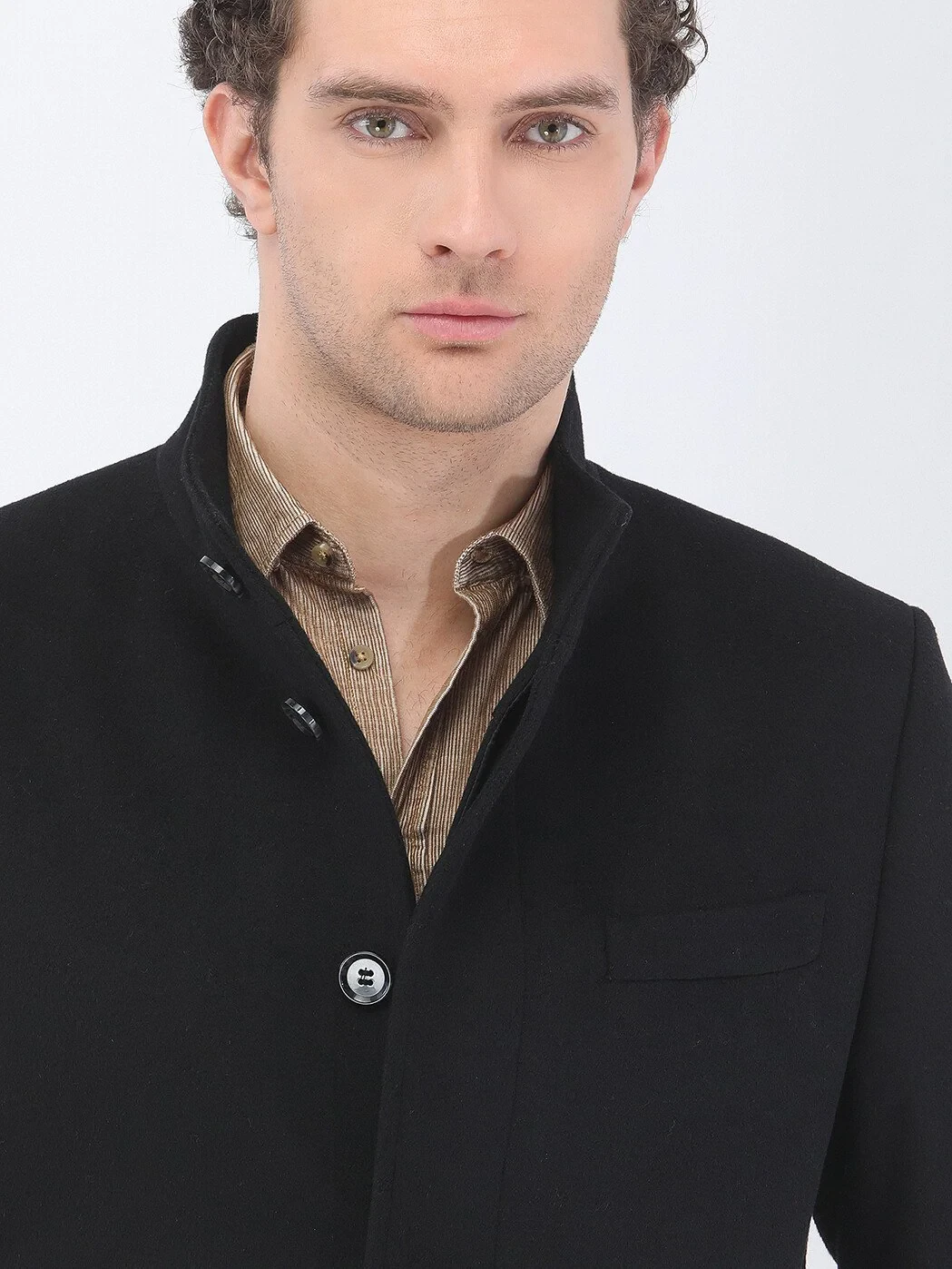Black Weaving Overcoat 