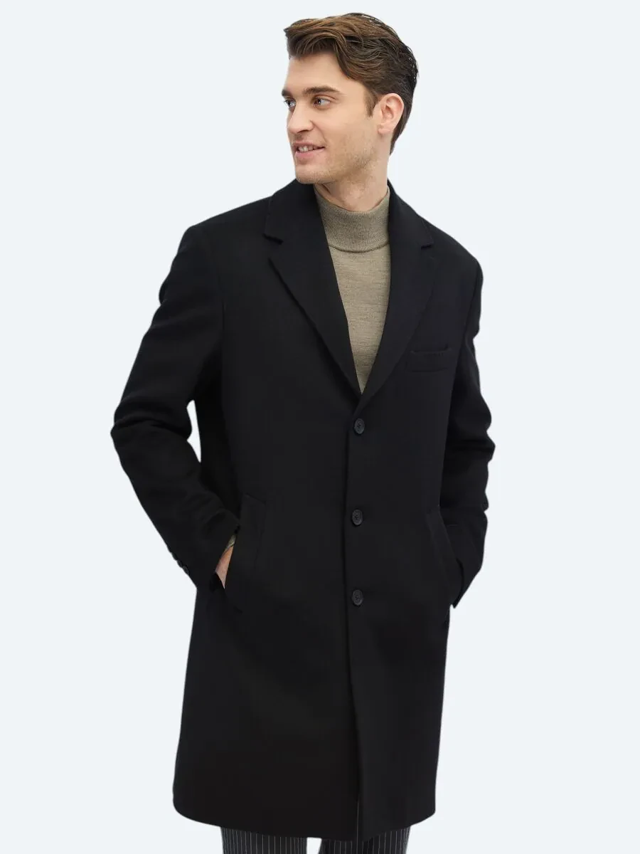 Black Weaving Overcoat - 1