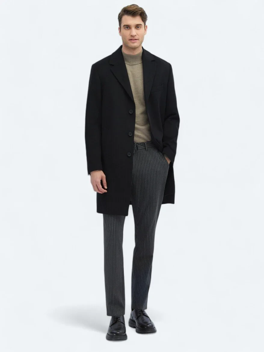 Black Weaving Overcoat - 2