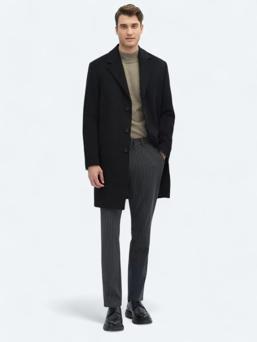Black Weaving Overcoat - 2