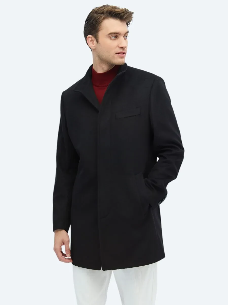 Black Weaving Overcoat - 1