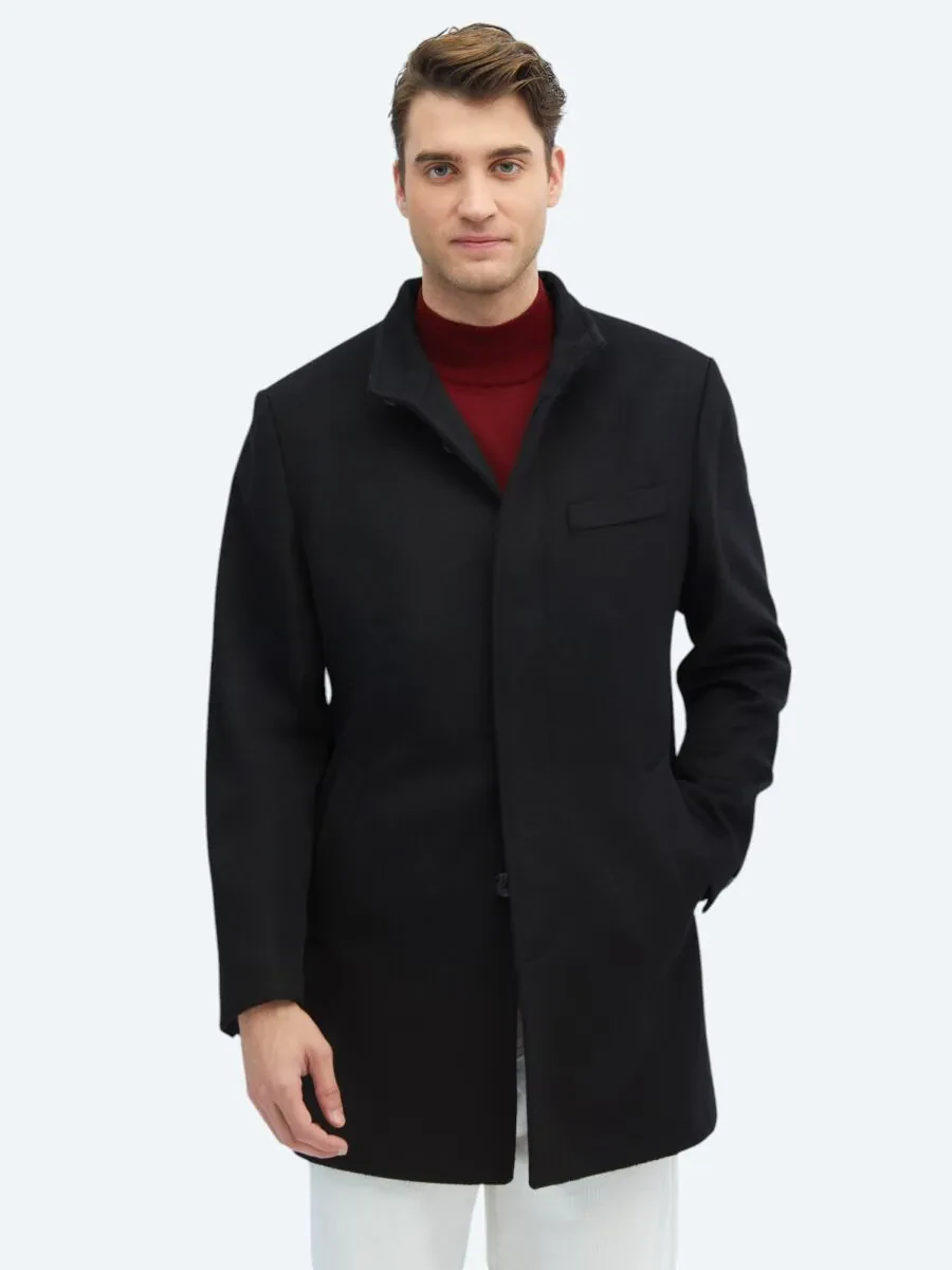 Black Weaving Overcoat - 3