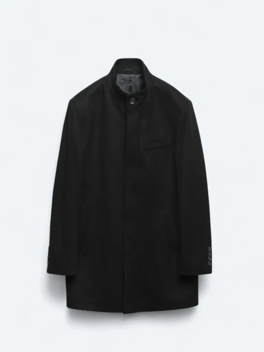Black Weaving Overcoat - 8