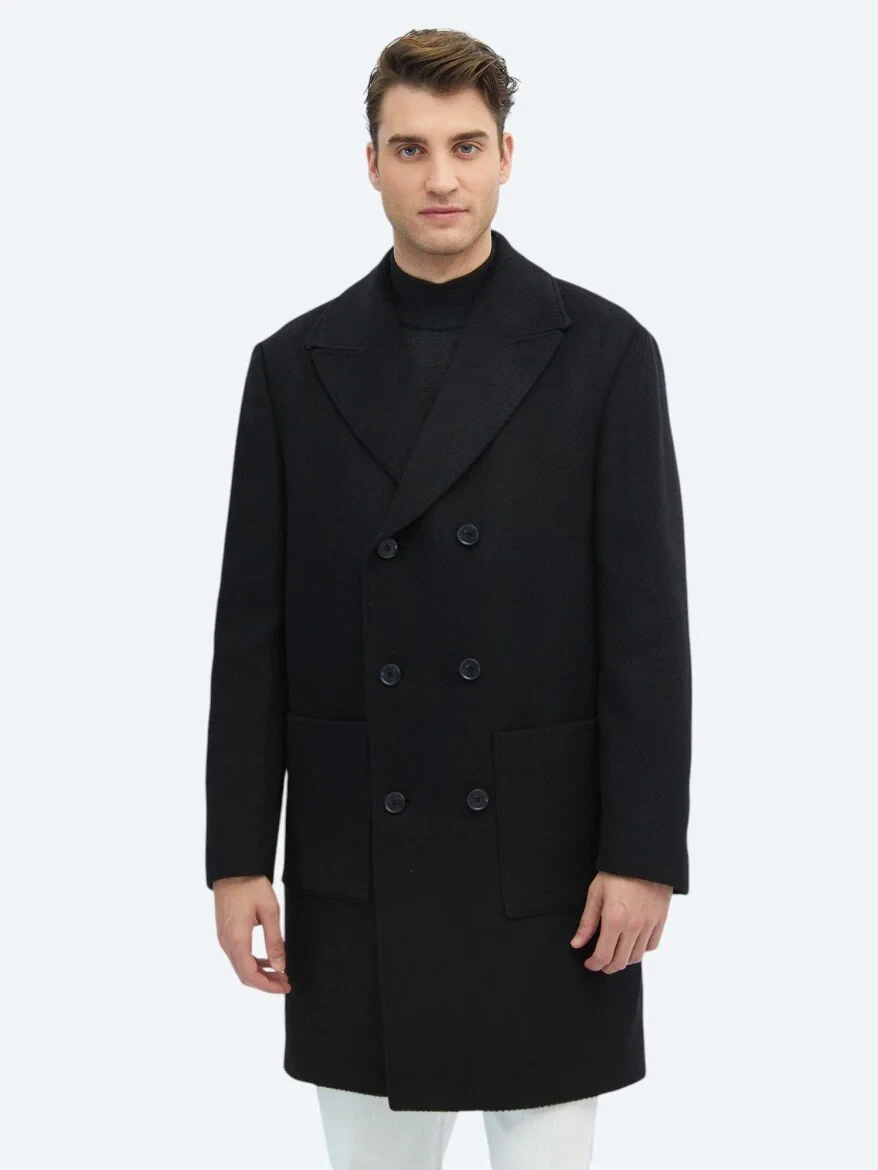 Black Weaving Overcoat - 1