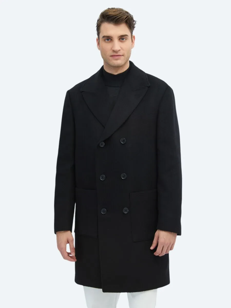 Black Weaving Overcoat - 1
