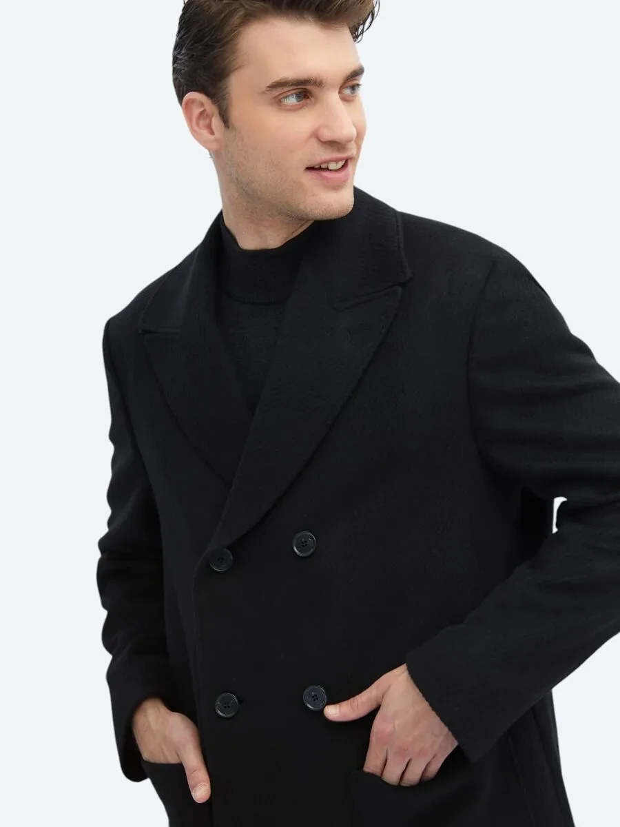 Black Weaving Overcoat - 5