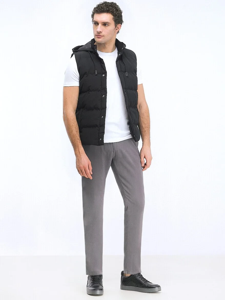 Black Weaving Puffer Vest - 2