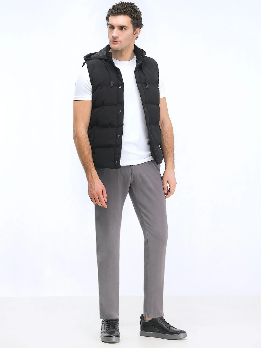 Black Weaving Puffer Vest - 2