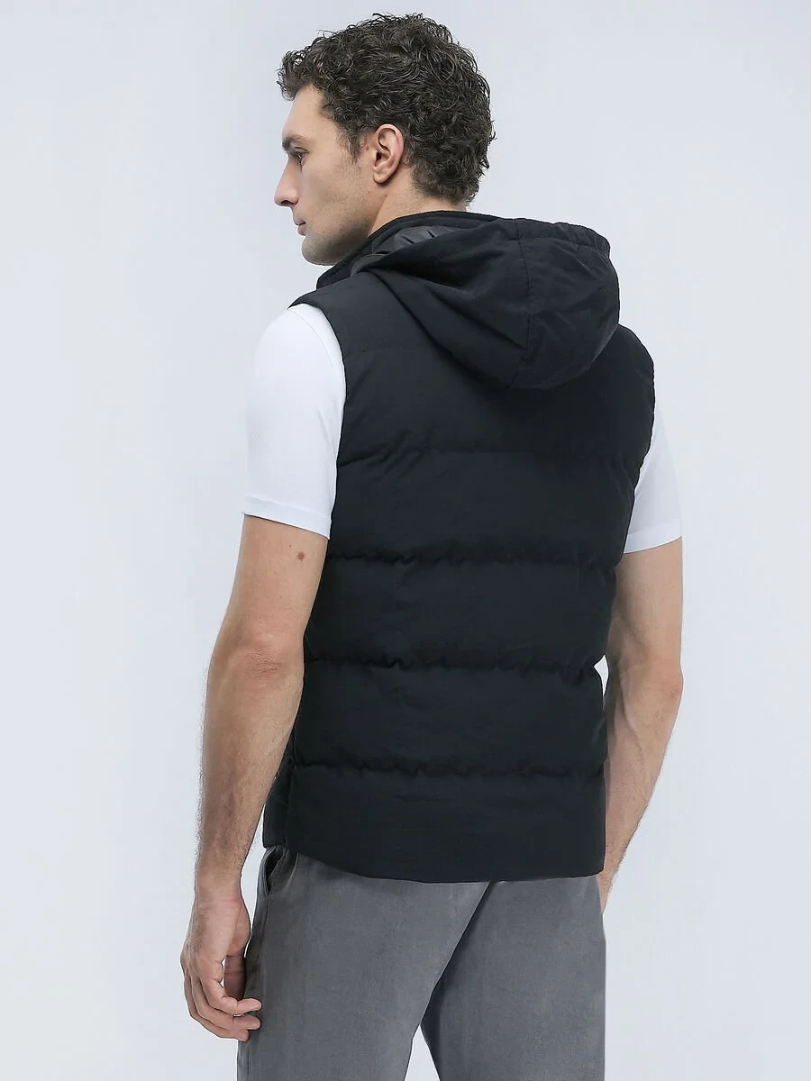 Black Weaving Puffer Vest - 4