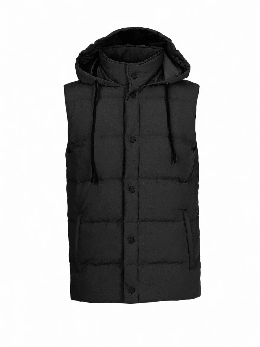 Black Weaving Puffer Vest - 5