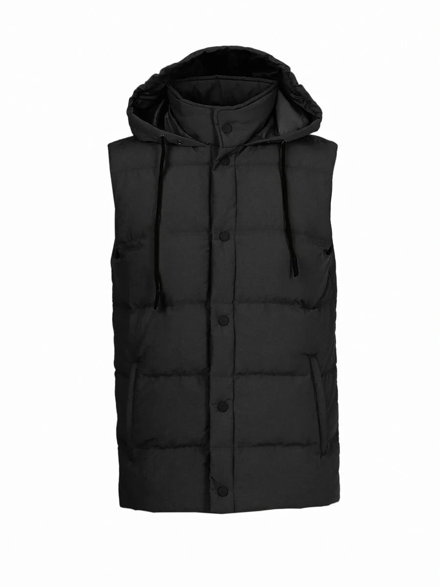 Black Weaving Puffer Vest - 5