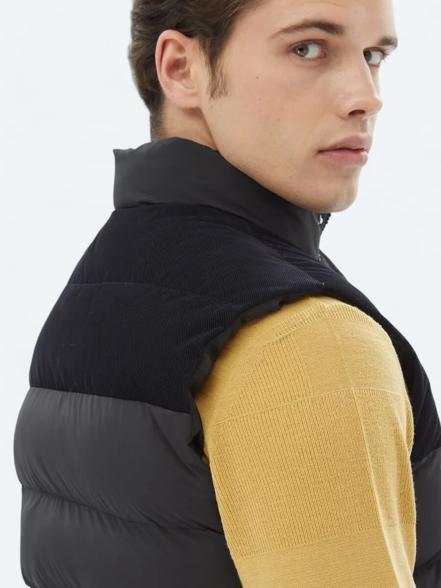 Black Weaving Puffer Vest - 5