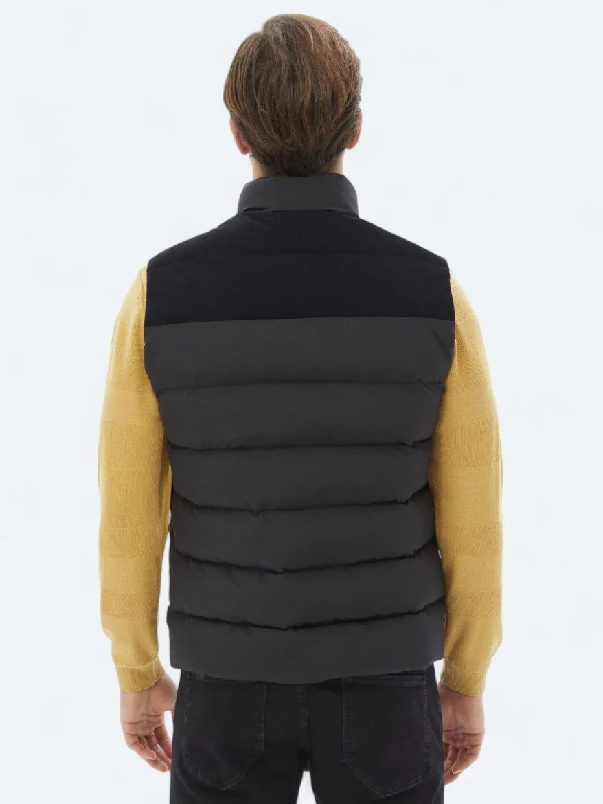 Black Weaving Puffer Vest - 6